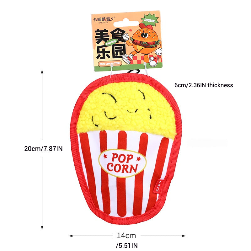 Simulated Hamburger and Hotdog Chewable Pet Toy – Fun, Chewy & Engaging - Popcorn - Front View - FurryCircle