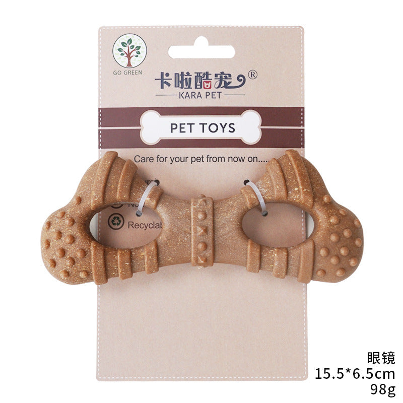 Bone-Shaped Chew Stick Dog Toy – Durable & Teeth-Cleaning - Glasses - Front View - FurryCircle