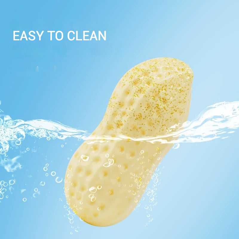 TPR Simulation Peanut Sound Toy - Creamy Yellow - Front View - FurryCircle