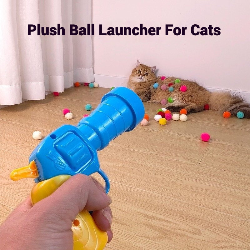 Cat Interactive Plush Ball Launcher Toy Gun