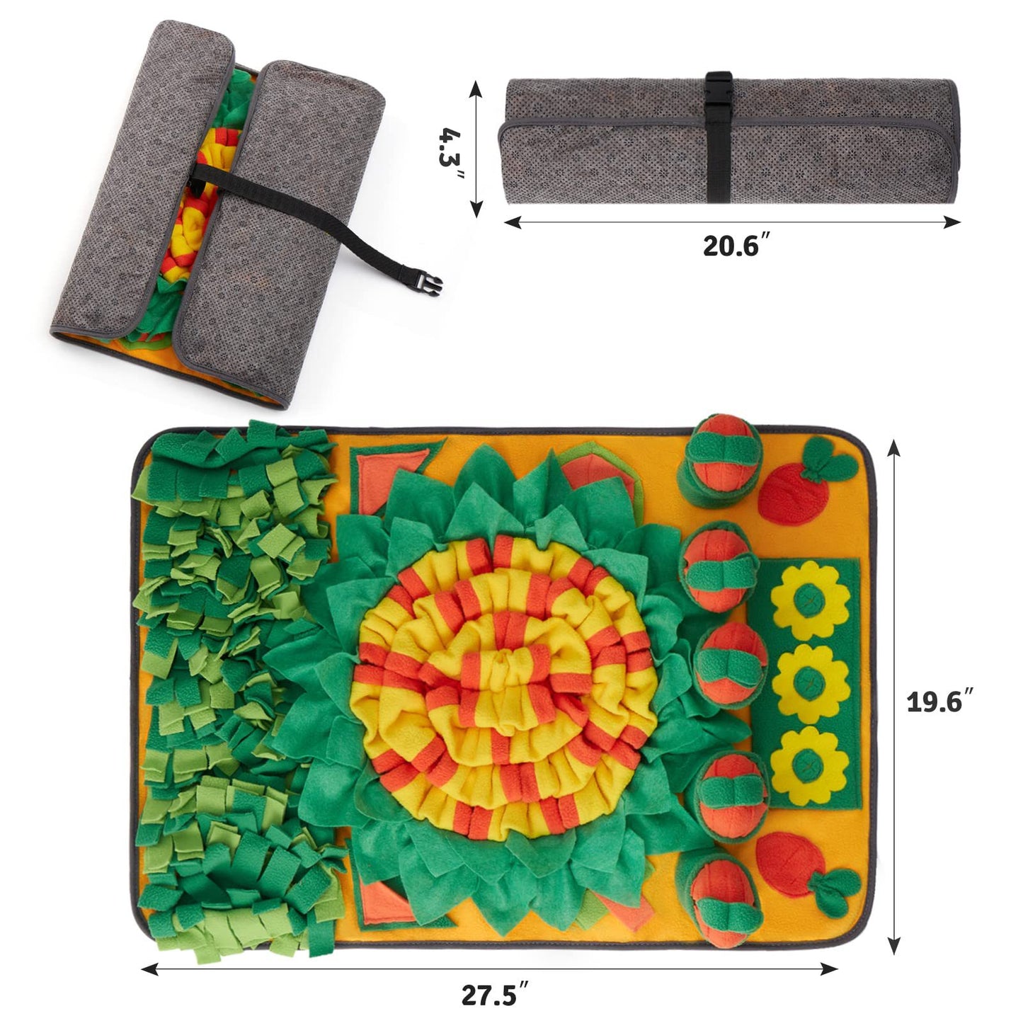 Orange And Green Dog Sniffing Mat -Size - FurryCircle