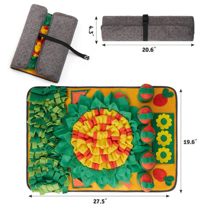 Orange And Green Dog Sniffing Mat -Size - FurryCircle