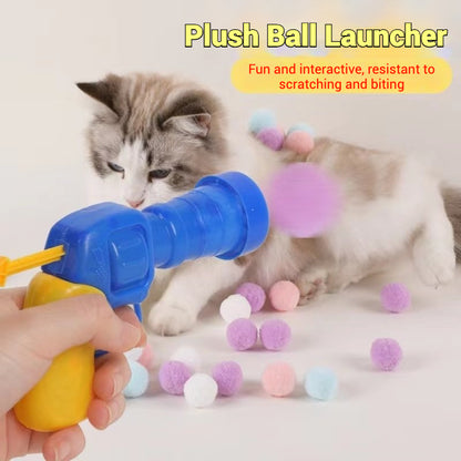 Cat Interactive Plush Ball Launcher Toy Gun