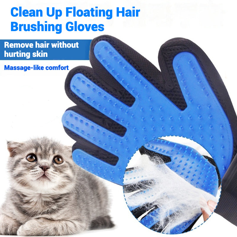 Adjustable Wrist Strap Cat Grooming Rubber Gloves