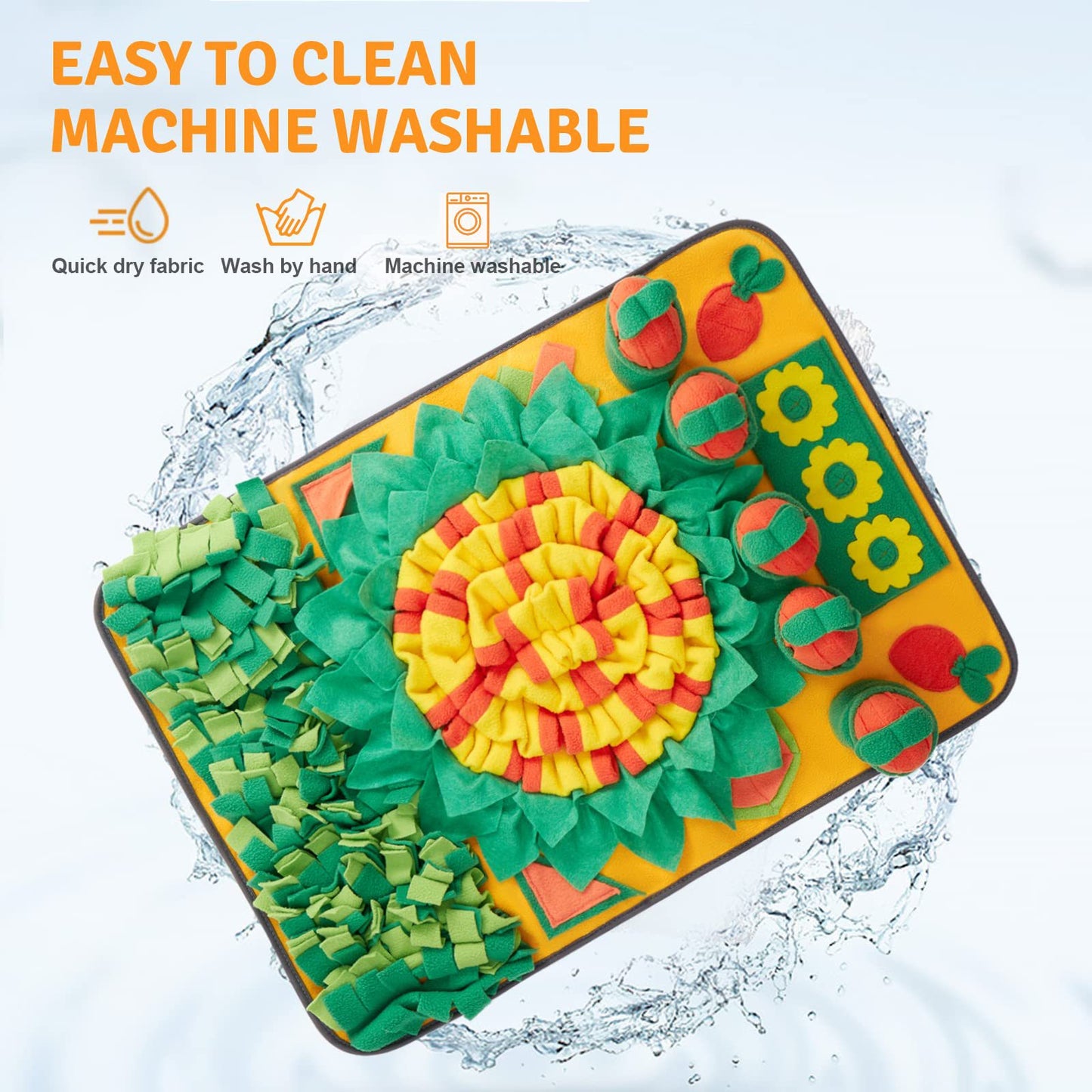 Orange And Green Dog Sniffing Mat - Easy to Clean - FurryCircle