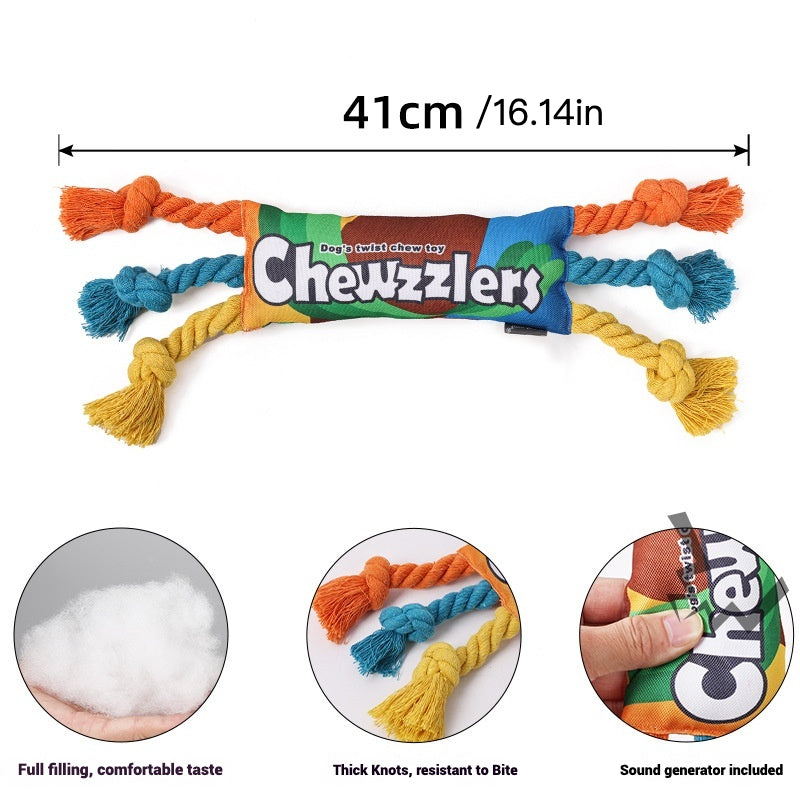 Dog Rainbow Twist Candy Squeaky Toy - Detail View - FurryCircle