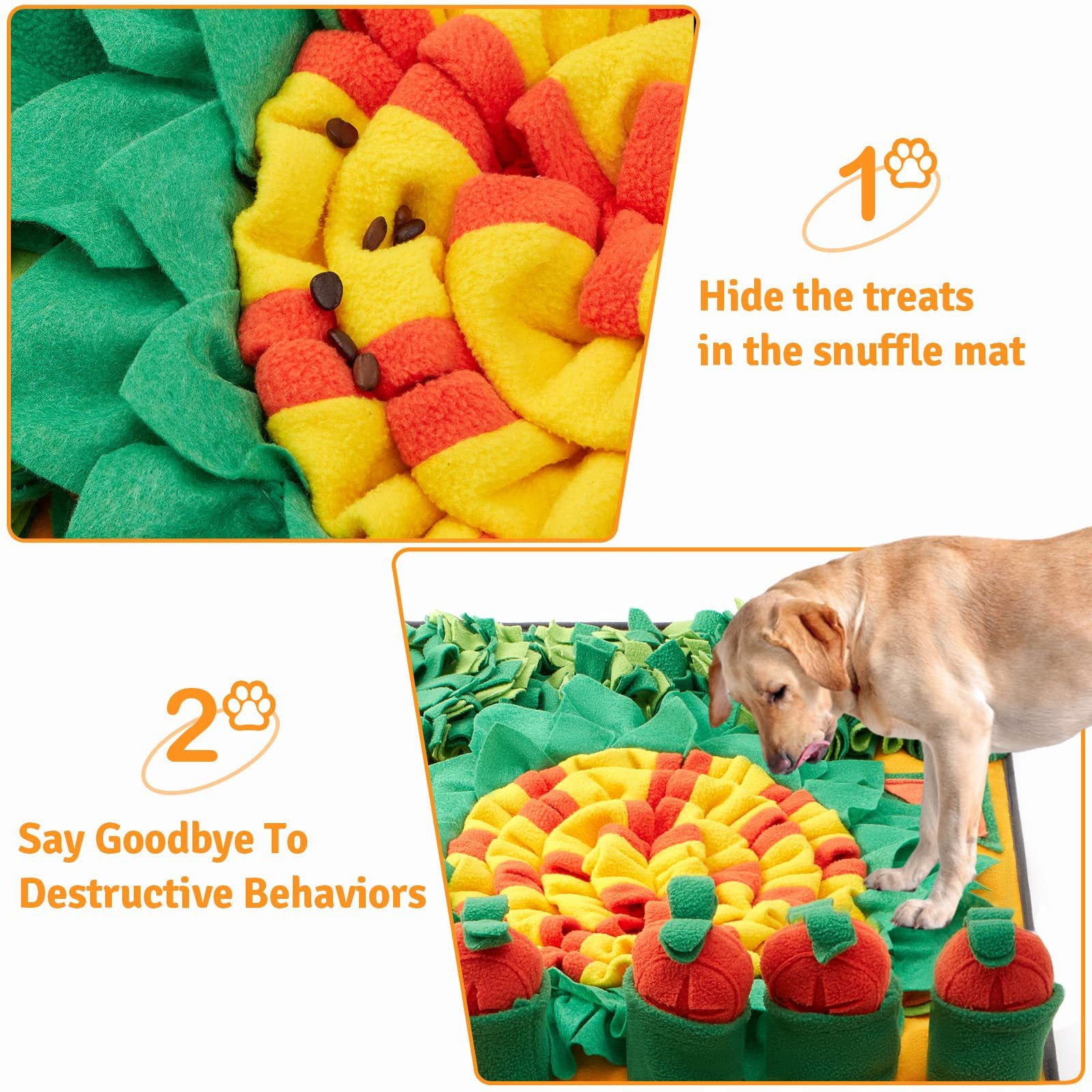 Orange And Green Dog Sniffing Mat - Usage Scenario - FurryCircle