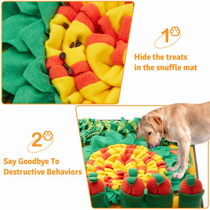 Orange And Green Dog Sniffing Mat - Usage Scenario - FurryCircle