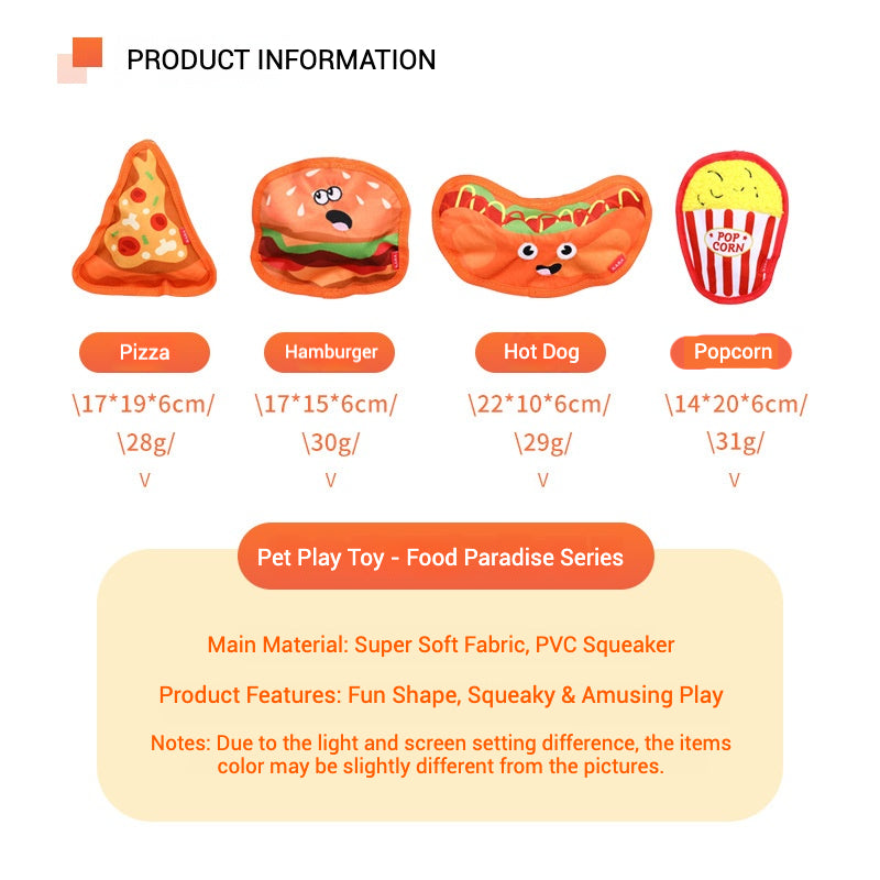 Simulated Hamburger and Hotdog Chewable Pet Toy – Fun, Chewy & Engaging - Size - FurryCircle   
