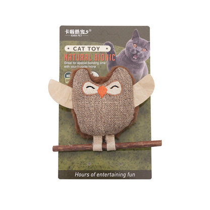 Silvervine Chew Stick with Feather Cartoon Cat Toy - Front View - FurryCircle   