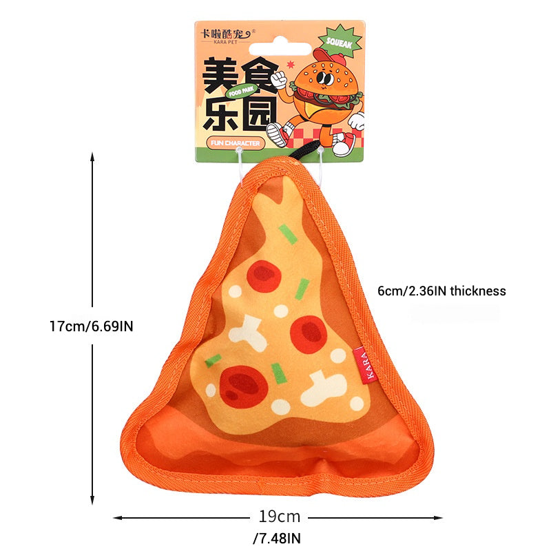 Simulated Hamburger and Hotdog Chewable Pet Toy – Fun, Chewy & Engaging - Pizza - Front View - FurryCircle   