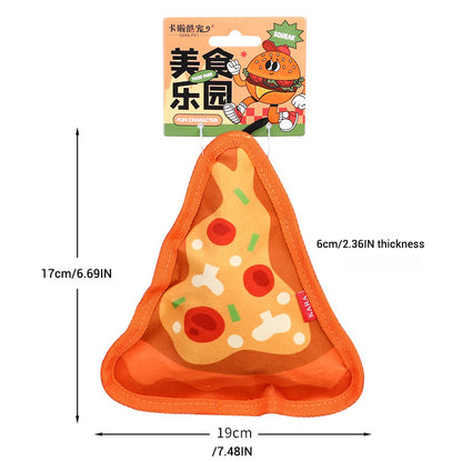 Simulated Hamburger and Hotdog Chewable Pet Toy – Fun, Chewy & Engaging - Pizza - Front View - FurryCircle   