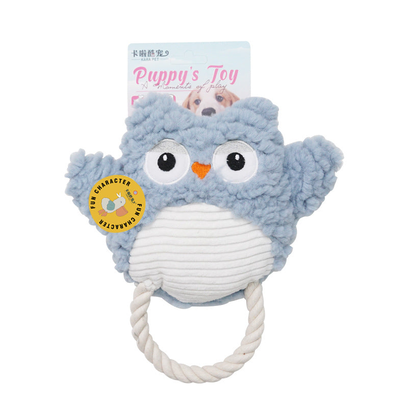 Simulated Marine Animal Chewable Pet Toys - Owl - Front View - FurryCircle   
