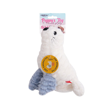 Simulated Marine Animal Chewable Pet Toys - Sea lion - Front View - FurryCircle   